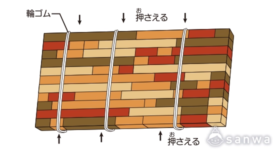 寄せ木の作り方｜輪ゴムの場合