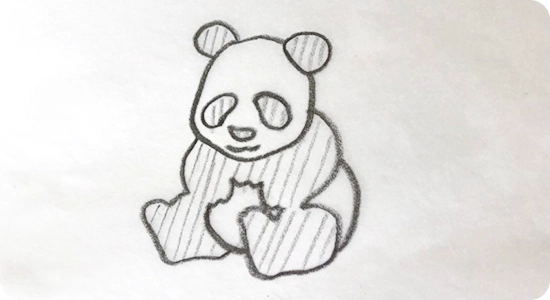 彫らずに残しておく面には薄く斜線