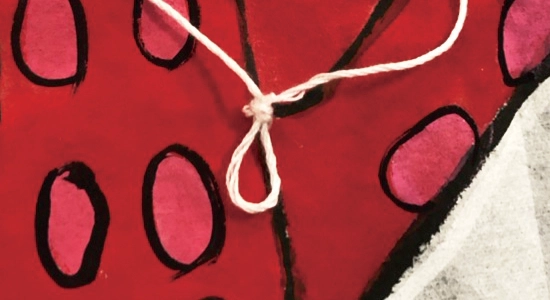 「スーパーぐにゃぐにゃだこ B」の作り方｜糸をつけるその1